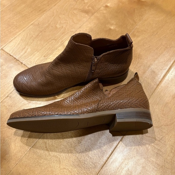 Marroqui Sanchez Spain brown leather woven  ankle side-zip bootie boot 39 8 - Picture 3 of 6